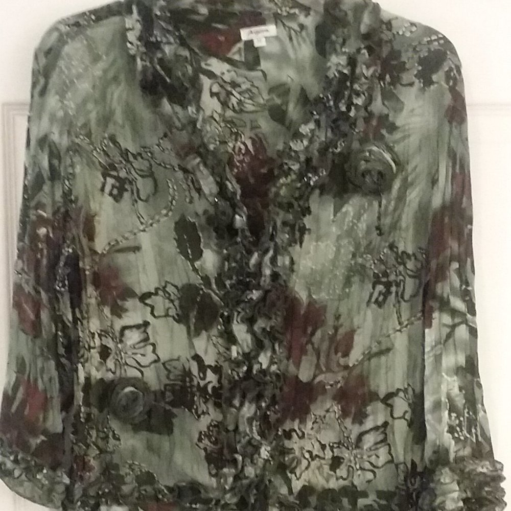 Agora Boho Chic Blouse Ruffles Women's SZ M
